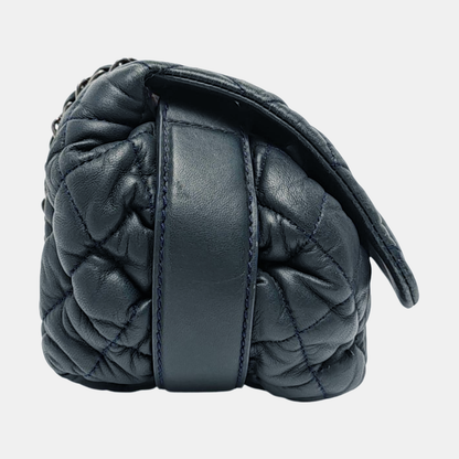 CHANEL CLASSIC FLAP Medium Deep Blue Lamb Skin Cannage Quilted Single Shoulder Bag Crossbody Bag Silver Hardware 18 Clasp-(SKU)-970159990