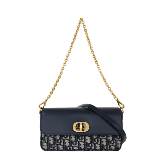 DIOR 30 Montaigne Mini Beige Canvas Monogram Embroidered Montaigne Bag Crossbody Bag Shoulder Bag Handbag 2 Removable Straps Golden Hardware-(SKU)-970465247