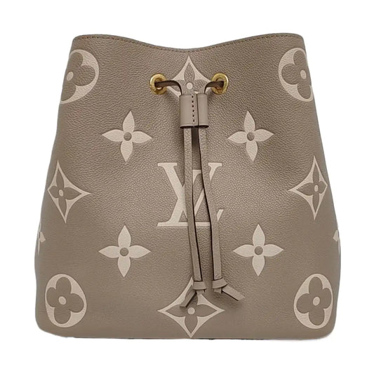 LOUIS VUITTON NÉONOÉ Medium Grey Calfskin Embossed Bucket Bag Handbag Shoulder Bag Gold Hardware-(SKU)-966562360