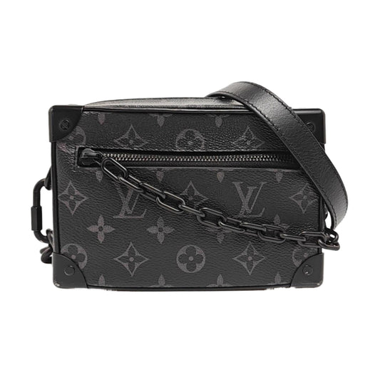 LOUIS VUITTON SOFT TRUNK Mini Black Coated Canvas Monogram Studs Black Samurai Shoulder Bag with Removable Straps-(SKU)-970537657