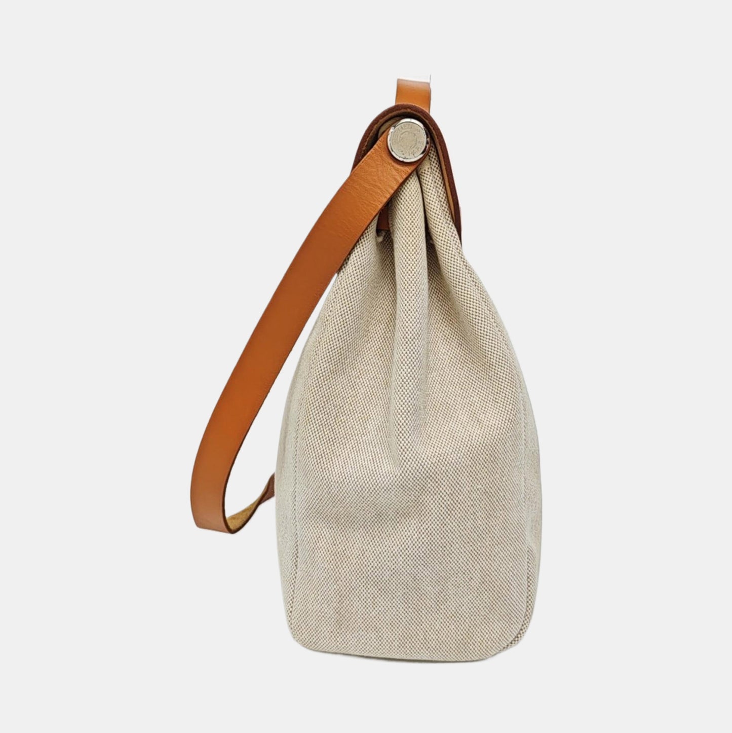 HERMÈS Herbag 39 Milkshake White Canvas Shoulder Bag Tote with Detachable Strap-(SKU)-970841956