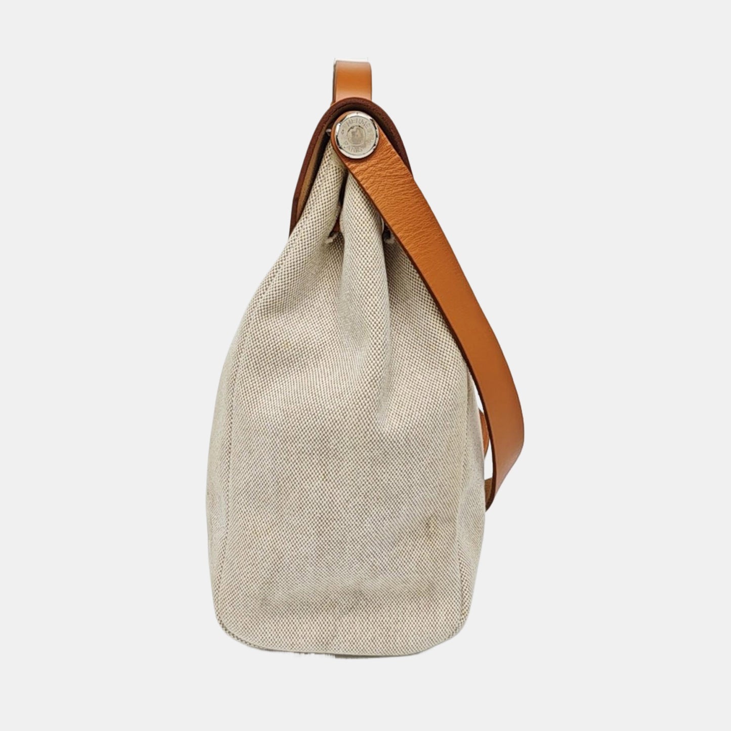 HERMÈS Herbag 39 Milkshake White Canvas Shoulder Bag Tote with Detachable Strap-(SKU)-970841956