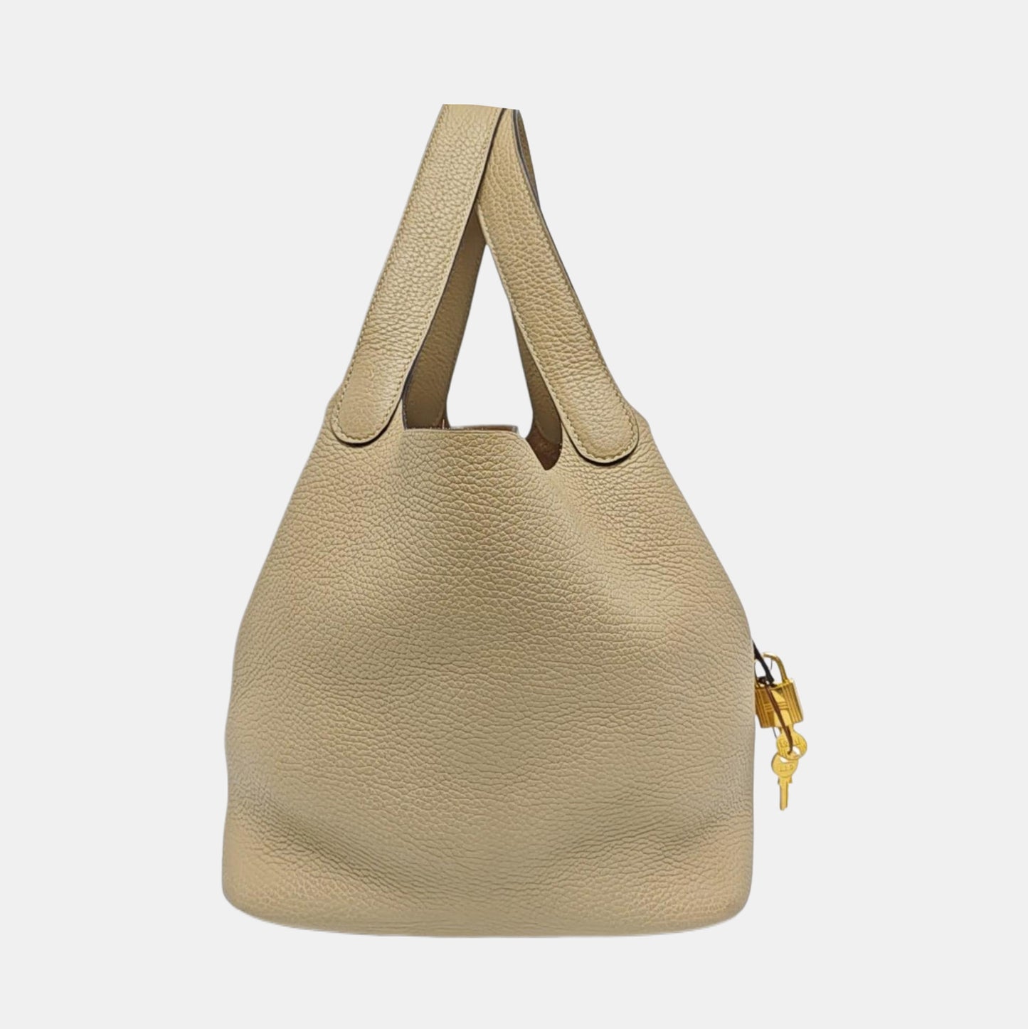 HERMÈS Picotin Lock 22 Trench Grey Clemence Leather Picotin Bag Handbag Shoulder Bag Golden Hardware Accessories Included-(SKU)-970762608