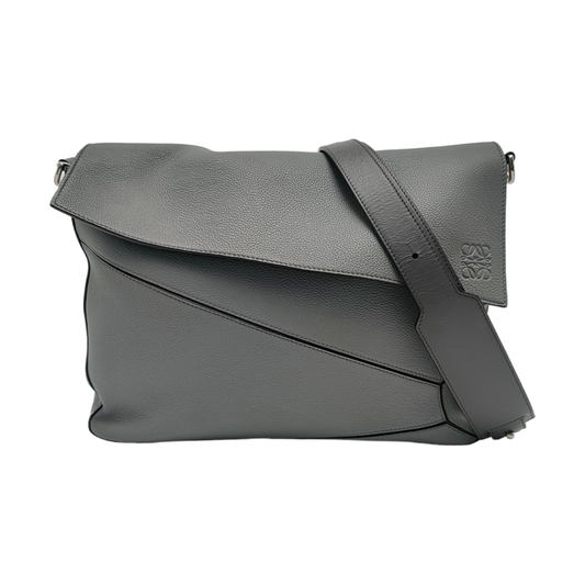 LOEWE Puzzle Blue Gray Leather Quilted Backpack Single Shoulder Bag with Silver Hardware Removable Strap-(SKU)-970868873