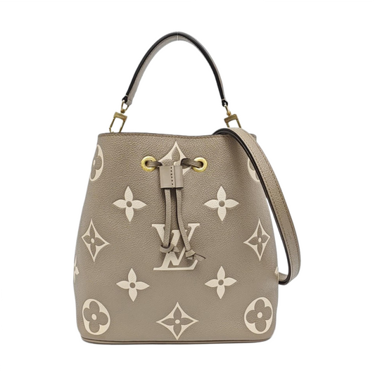 LOUIS VUITTON NÉONOÉ Medium size grey leather embossed Neonoé bag single shoulder bag with handle, gold hardware, 2 interior pockets, removable shoulder strap-(SKU)-971042699