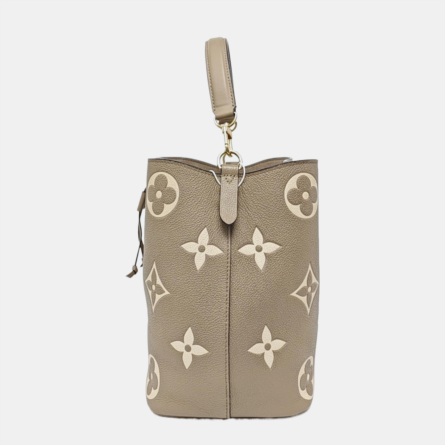 LOUIS VUITTON NÉONOÉ Medium size grey leather embossed Neonoé bag single shoulder bag with handle, gold hardware, 2 interior pockets, removable shoulder strap-(SKU)-971042699