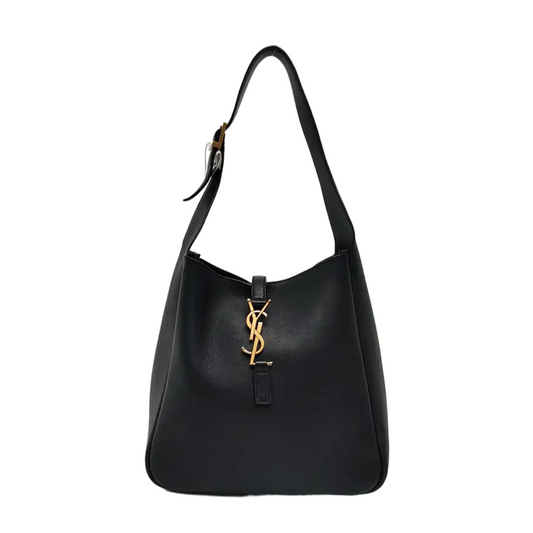 YSL LE 5 À 7 Black Leather Single Shoulder Bag with Gold Hardware-(SKU)-964076452