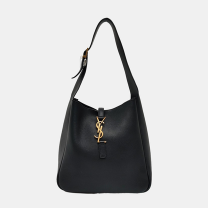 YSL LE 5 À 7 Black Leather Single Shoulder Bag with Gold Hardware-(SKU)-964076452