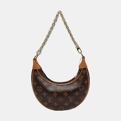 LOUIS VUITTON LOOP Brown Coated Canvas Monogram Pea Pod Bag with Shoulder Strap, Gold Hardware, 2 Removable Shoulder Straps-(SKU)-960936735