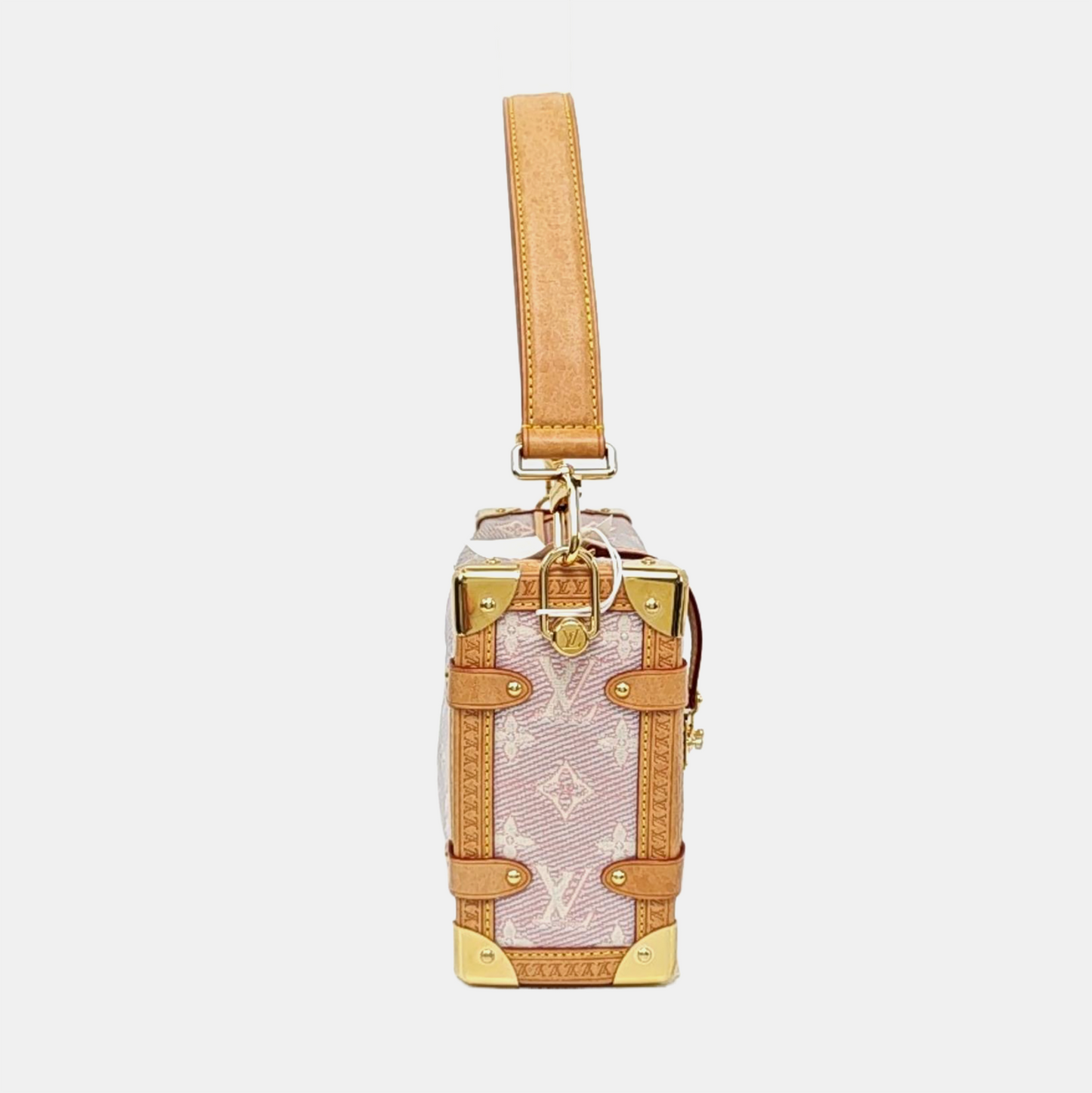 LOUIS VUITTON SOFT TRUNK Pink Special Material Monogram Embossed Shoulder Bag with Detachable Strap, Gold Hardware-(SKU)-971223184