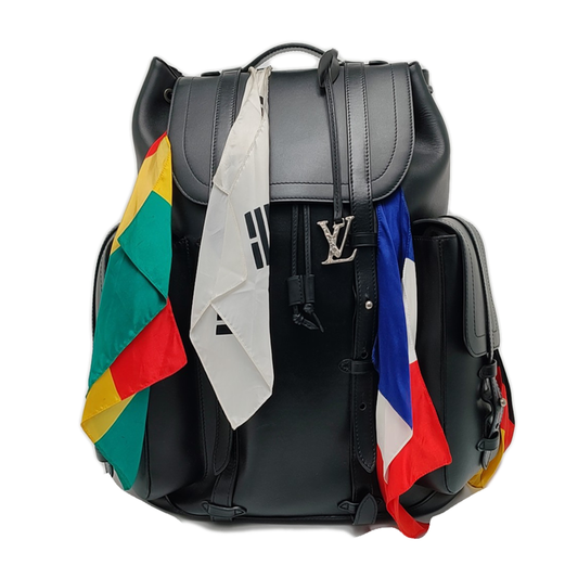 LOUIS VUITTON CHRISTOPHER Large Black Leather Backpack Tote Bag Black Hardware-(SKU)-971075837