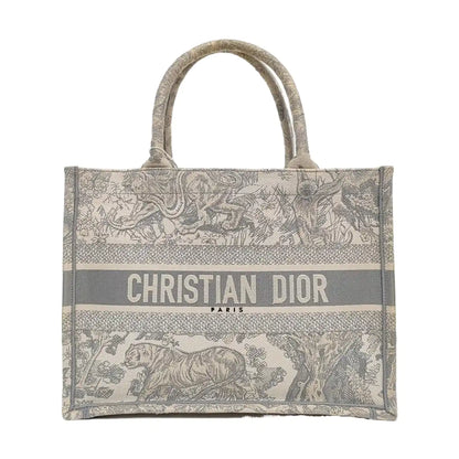 DIOR Book Tote Medium Grey Canvas Embroidered Handbag-(SKU)-971117426