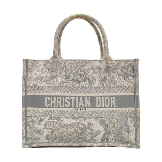 DIOR Book Tote Medium Grey Canvas Embroidered Handbag-(SKU)-971117426