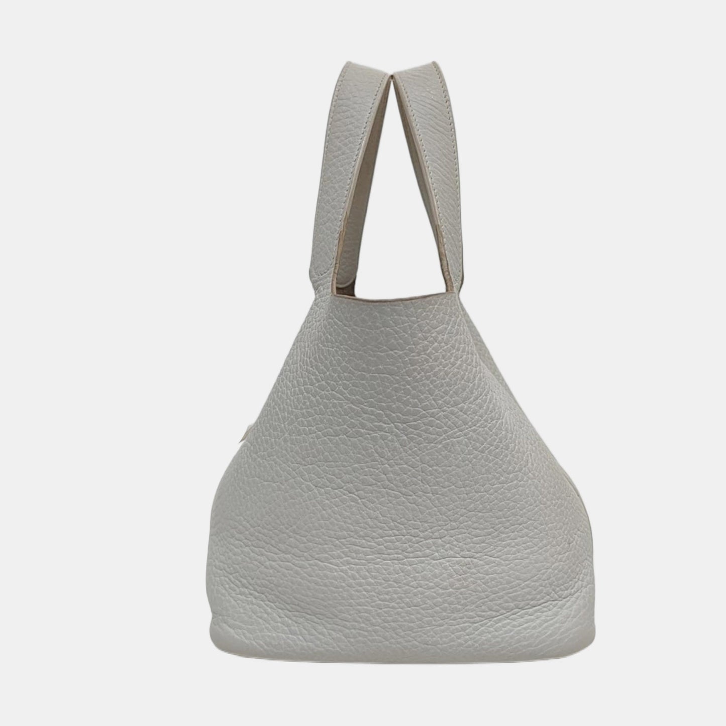 HERMÈS Picotin 18 White Clemence Leather Basket Handbag Silver Hardware 🄵 Engraving-(SKU)-971056955