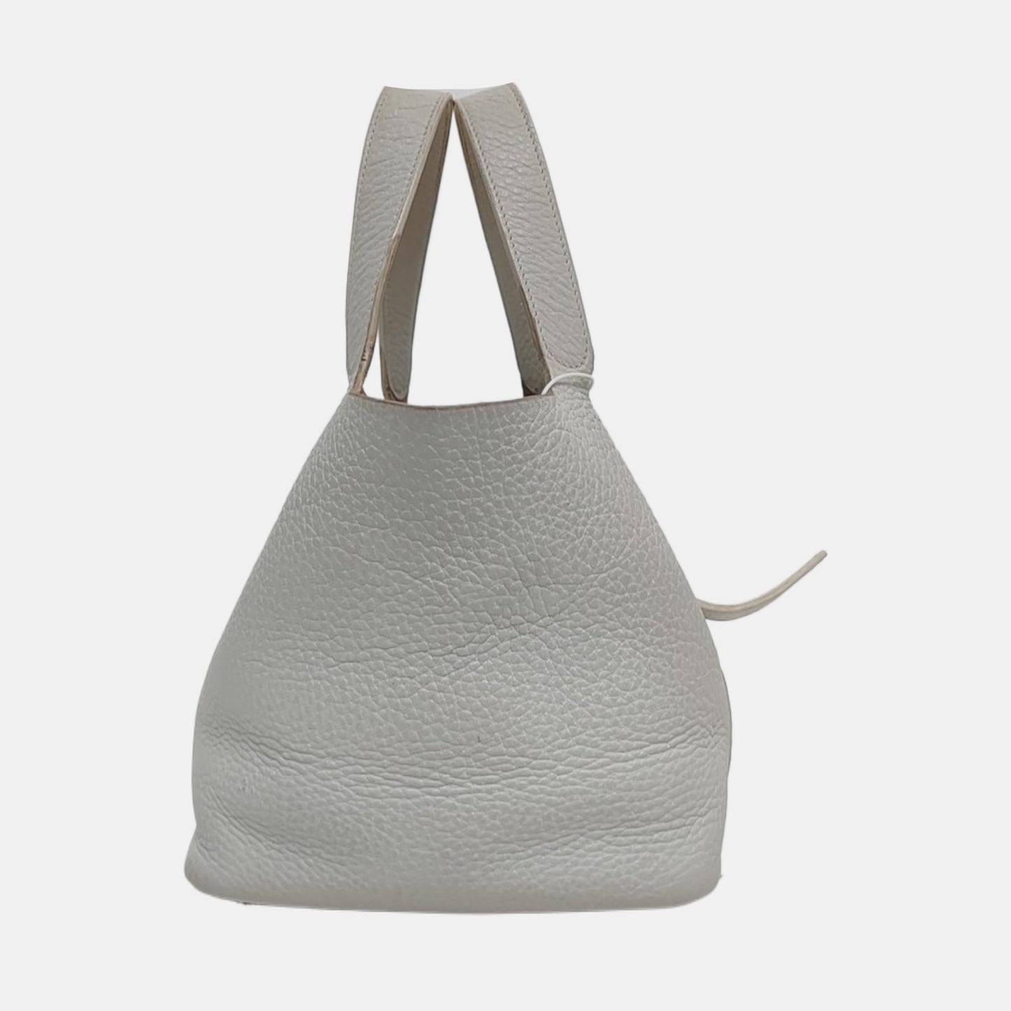 HERMÈS Picotin 18 White Clemence Leather Basket Handbag Silver Hardware 🄵 Engraving-(SKU)-971056955