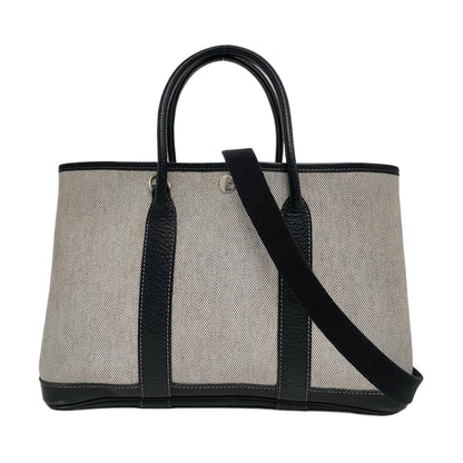 HERMÈS Garden Party 30 Milk White Canvas Garden Bag Crossbody Shoulder Bag Golden Hardware 🄷 Removable Shoulder Strap-(SKU)-966563911