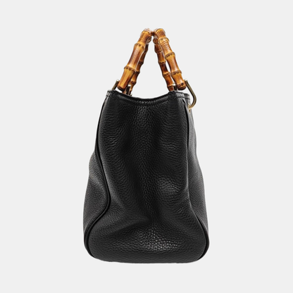 GUCCI Bamboo 1947 Black Cowhide Bamboo Bag - Handbag, Shoulder Bag, Crossbody Bag Golden Hardware-(SKU)-972998031